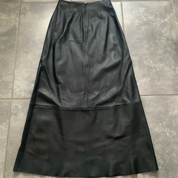 Vintage Floor Length Genuine Leather Maxi Skirt with Back Zipper - Picture 10 of 13